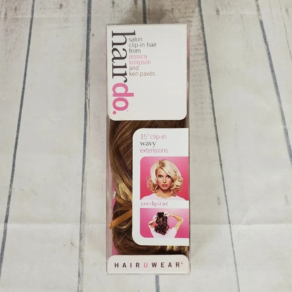 Jessica Simpson Hair Do Clip In Hair Extensions 15" Wavy Glazed  Strawberry